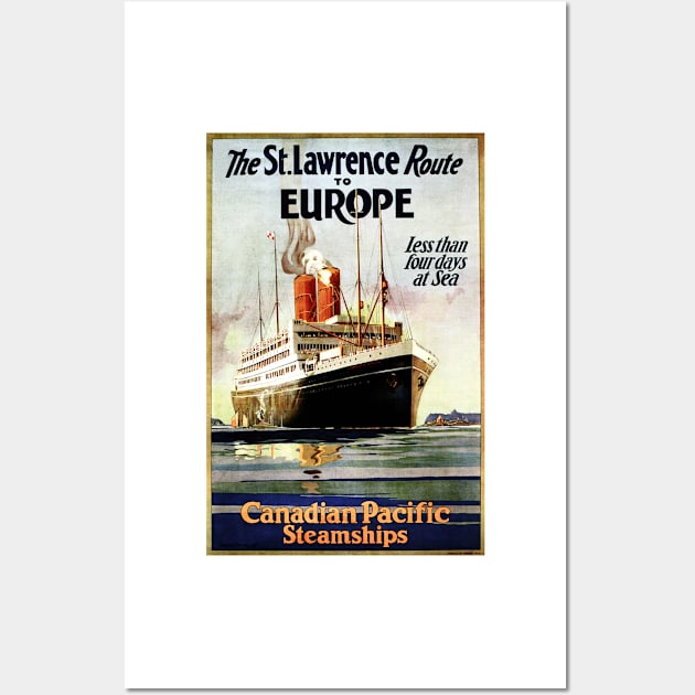 St Lawrence Route to EUROPE Less Than 4 Days at Sea Vintage Ship Wall Art by vintageposters